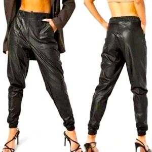 SPANX Black Faux Leather Joggers size Medium NWOT